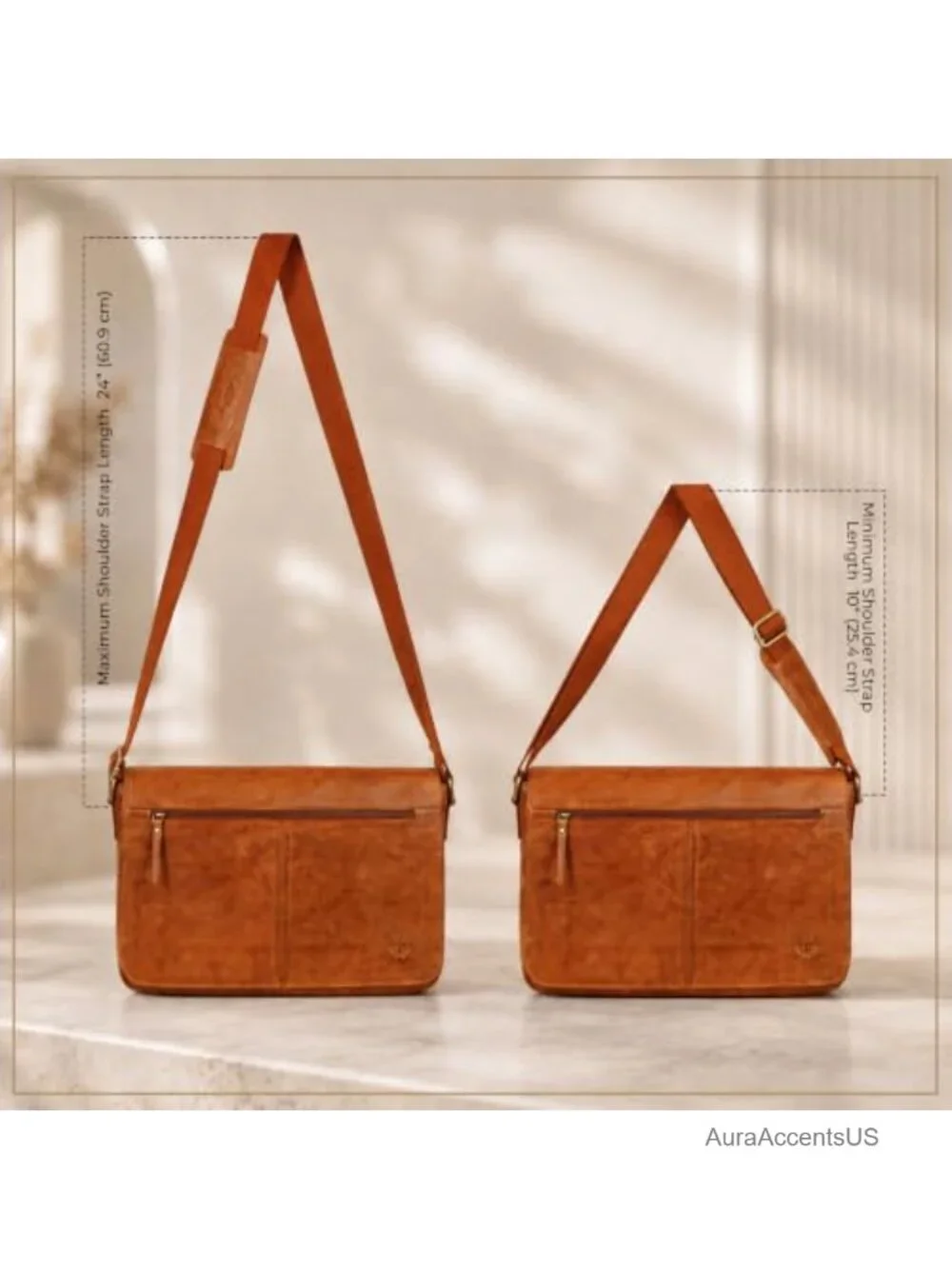 Genuine Leather Messenger Bag Laptop 15in Crossbody Work Office